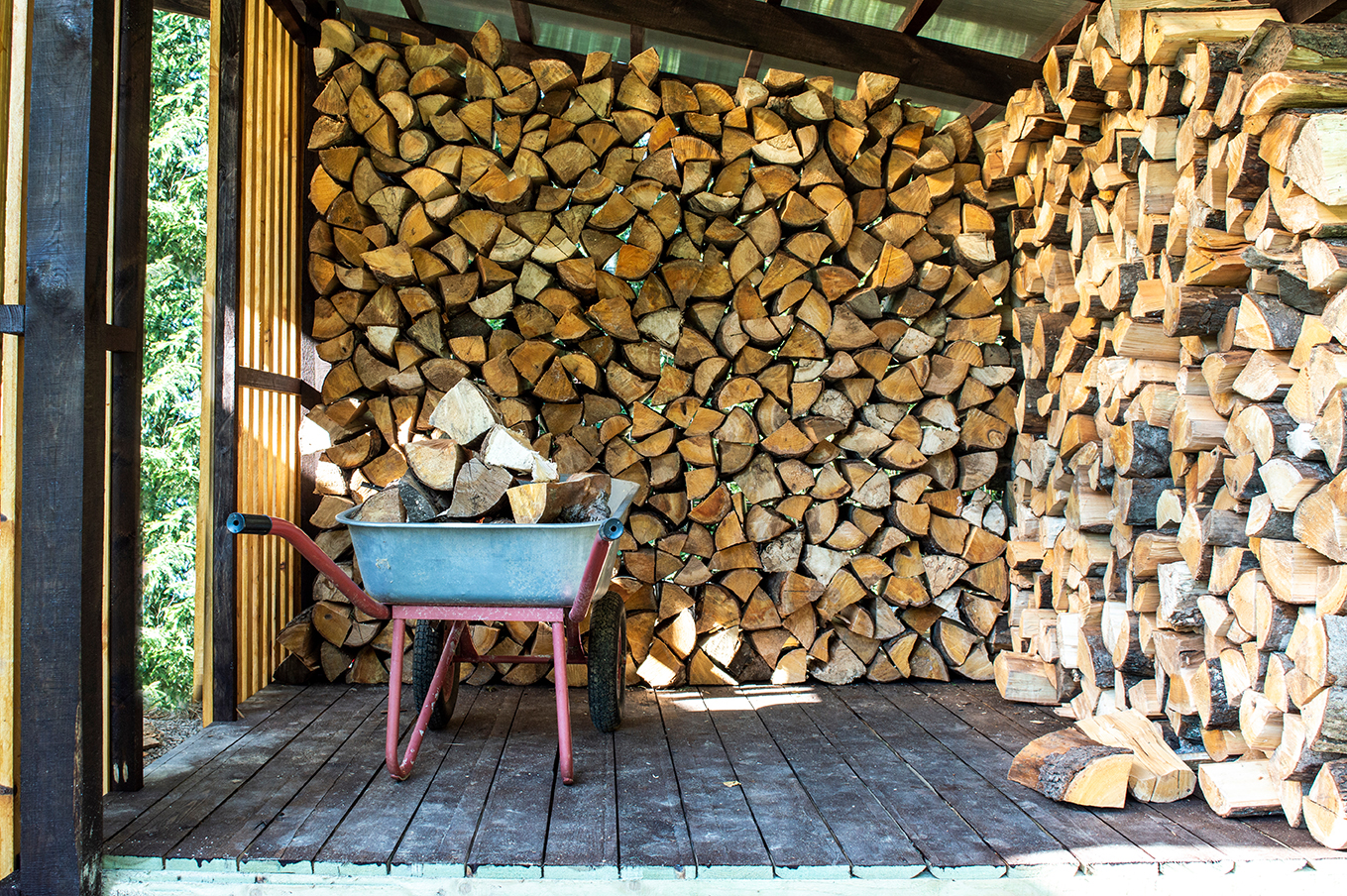 Firewood in a Rockland County woodshed